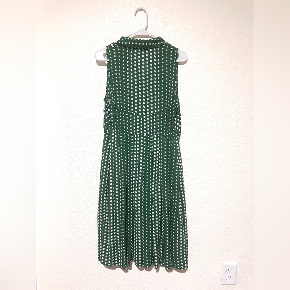 New! Anthropologie 11.1 Tylho Green & White Polka Dot Shirt Dress Sz S nwt - Picture 5 of 7